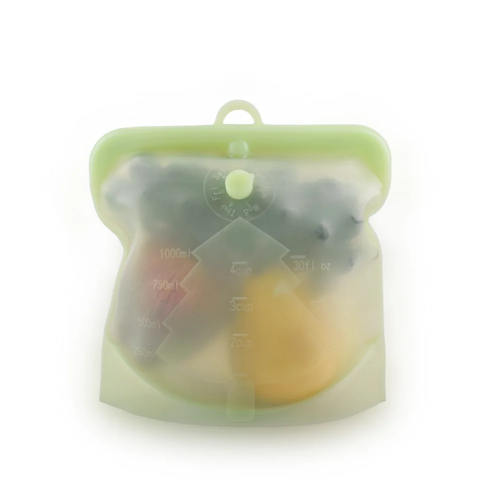 1 шт. сумка для хранения свежей еды, кухонная сумка для хранения еды без рулевой тяги с указателем даты, силиконовая сумка для хранения пищевых продуктов, суб-Упакованная сумка - Цвет: Зеленый