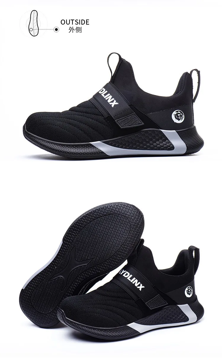 Sapatas de Segurança Respiráveis e Confortáveis Sapatos de Trabalho de Segurança Masculinas Four Seasons Esportes Anti-esmagamento Adesivos Mágicos Anti-facada 13 sapatos de trabalho de segurança