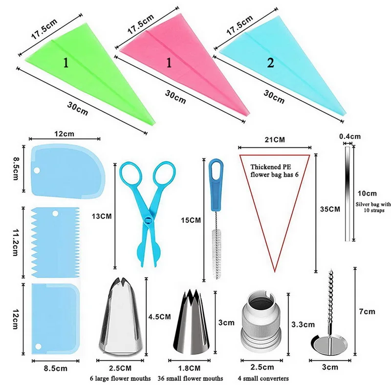 72 шт. Набор для украшения торта набор насадок для глазури набор с кондитерскими мешками глазурь более гладкий трубопровод сопла муфта DIY Инструменты для выпечки кондитерских изделий
