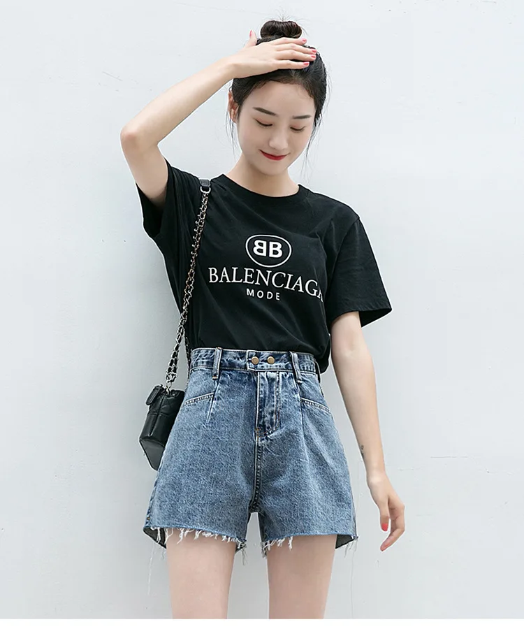 Женские летние джинсовые шорты Hyuna в стиле знаменитостей, новинка, с высокой талией, для похудения, свободные, широкие, A-lin