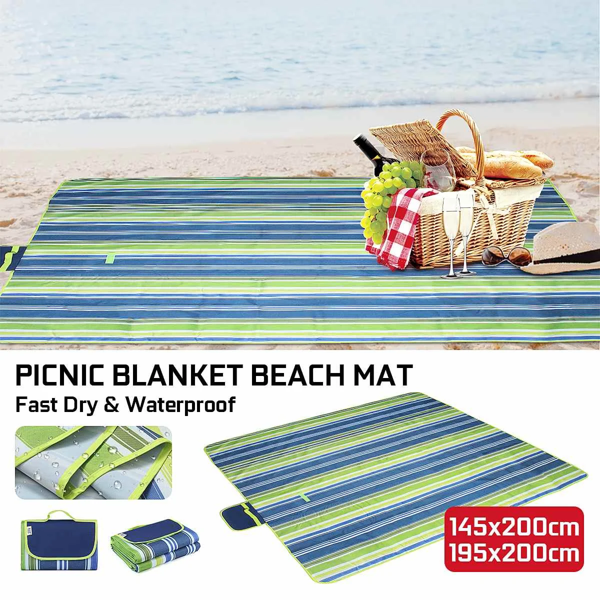 Водонепроницаемый и быстросохнущий Oxford Тканевые для путешествий коврик для пикника наружный пляжный складной походный коврик пляжный парк с футляром для переноски