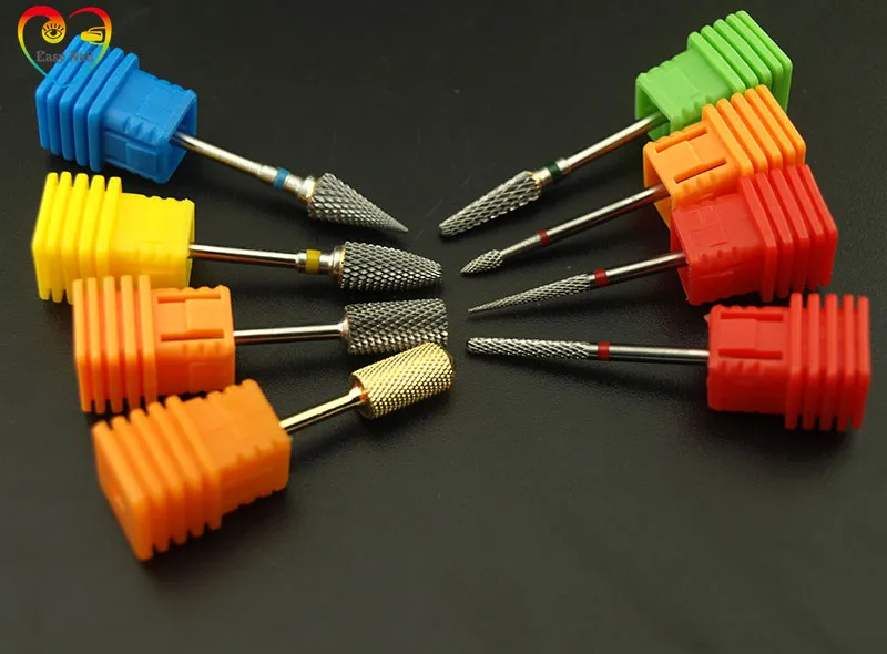 EasyNail 8 типов твердосплавные сверла для ногтей, сверла, металлические сверла, кутикулы для маникюра, электрические аксессуары для сверления ногтей, 2,35 мм