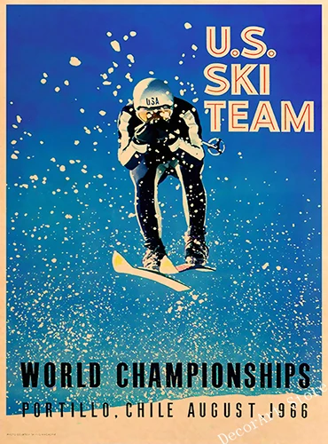 Ретро постеры для лыж в Альпах Швейцария Картина на холсте катание лыжах