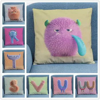 

Caterpillar Alphabet Cartoon Soft Short Plush Cushion Cover Pillow Case for Home Sofa Car Decor Pillowcase 45X45cm