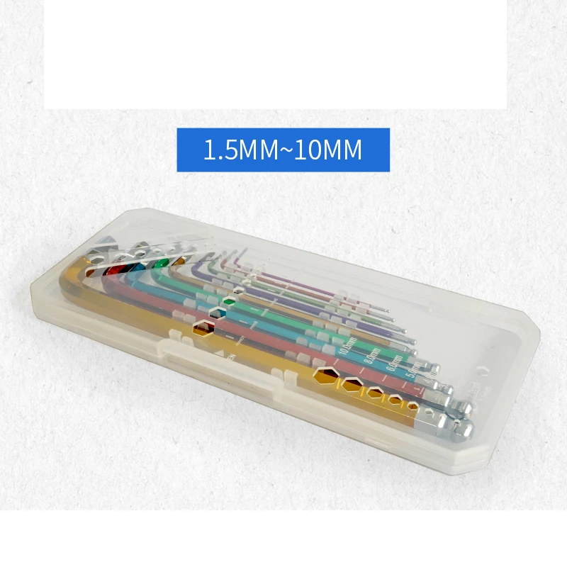 9pcs Color Hexagon Wrench S2 Extra Long Ball Head Hex Key Wrench Spanner Screwdriver 1.5/2/2.5/3/4/5/6/8/10mm Repair Hand tool