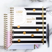 Agenda de papel inglês 2020 2021 planejador organizador b5 espiral caderno e diário diário semanal bloco de notas do escritório livro calendário diário