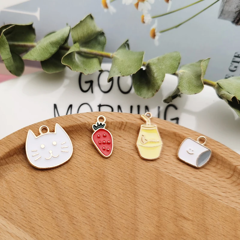 

10pcs Cute Carrot Roll paper Drink Bottle Alloy Enamel Pendants Charms Tag For DIY Bracelet Earrings Jewelry Accessories YZ843