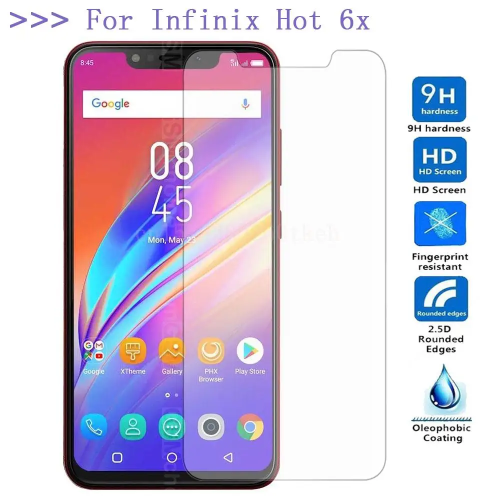 

For Infinix Hot 6X Tempered Glass Screen Protector 2.5 9h Safety Protective Film on Hot6X X623 X 623