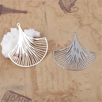 

DoreenBeads Fashion Iron Based Alloy Chandelier Connectors Gingko Leaf silver color Filigree Jewelry DIY 39mm x 38mm, 2 PCs