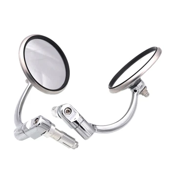 

2 Pcs Universal Chrome Round Rearview Mirrors Bar End Side Mirrors for Motorcycle Chopper Scooter Cafe Racer Accessories