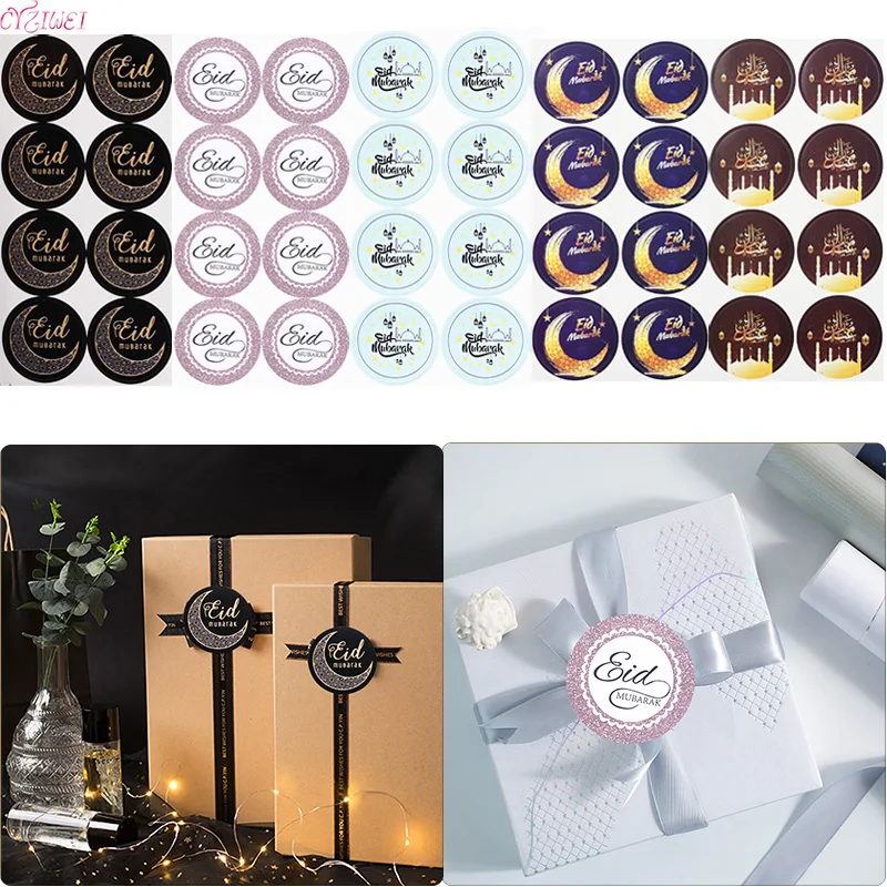 120pcs Ramadan EID Mubarak Decora Paper Sticker Gift Colorful Lable Seal Sticker Islamic Muslim Eid al-fitr Decoration Supplies