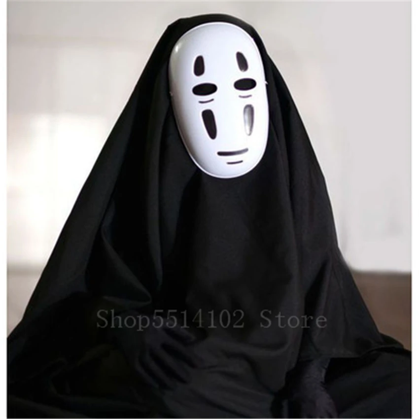 3 шт Хэллоуин аниме мультфильм Безликий человек страшный костюм черный халат с