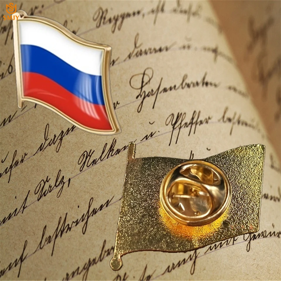 Russian Flag Brooch Euro National Emblem Safety Buckle Brooch National Representative Special Pin Collection