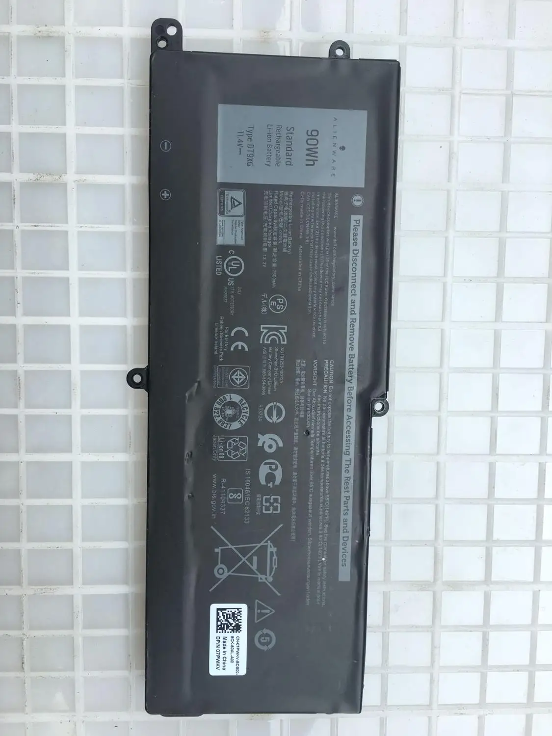 Новые оригинальные Батарея для Dell ALIENWARE Alienware Area-51m 07PWXV DT9XG 11,4 V 90WH