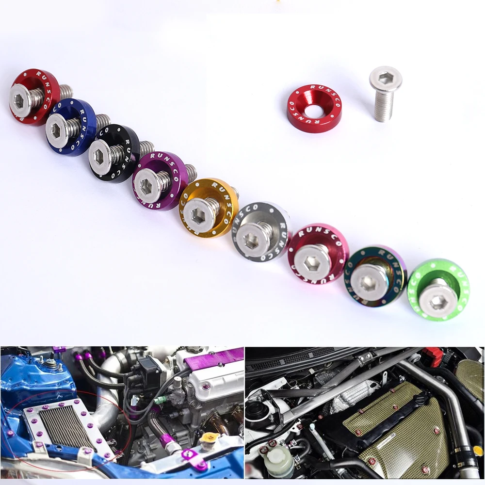10Pcs/Pack fender washers Aluminum M6 Fender Washers and Bolt License Plate Frame Washer Bolts Honda Nissan Bmw
