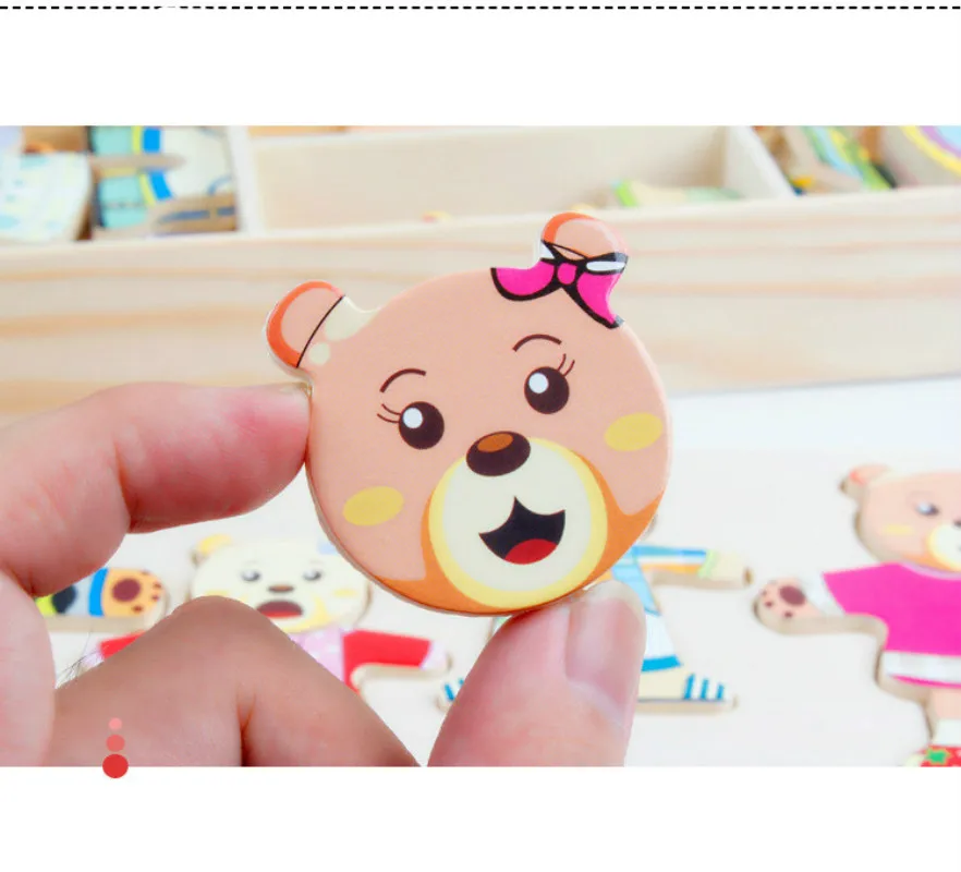 72 мультфильм 4 кролик медведь одежда для головоломки/деревянная коробка головоломки деревянная игрушка Монтессори образование сменная одежда детские игрушки подарки