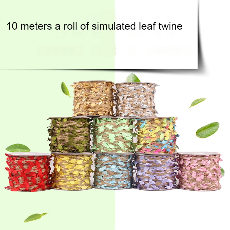 

Simulation leaves hemp rope 10 meters creative DIY woven hemp rope, Sen series leaf cane, retro decorative rope