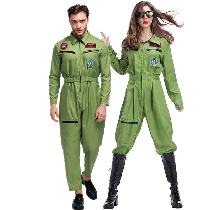 

Halloween Purim Fancy Party Special Air Force Pilot Unisex Cosplay Costume Masquerade Airline Military Soldier Couple Dress