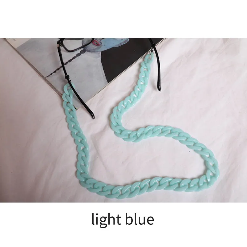 light blue 70 см модные женские и мужские цепочки для очков, черные акриловые бусины, цепи, противоскользящий шнур для очков, винтажный держатель цепи, шнур, шнур - Цвет: light blue
