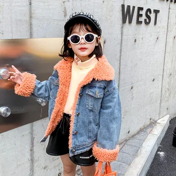 

Children's clothing 2020 new girls winter lamb velvet denim jacket, big kids plus cashmere warm denim jacket trend