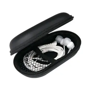 

Black Earphone Holder Case Storage Carrying Hard Bag Box Case For Earphone Headphone Accessories Earbuds Memory Card USB Cable