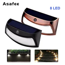 Медный черный цвет солнечной энергии светильник 8 светодиодный открытый Солнечный улыбающийся настенный светильник s беспроводной светильник ночные лампы для лестницы сада дверной проем