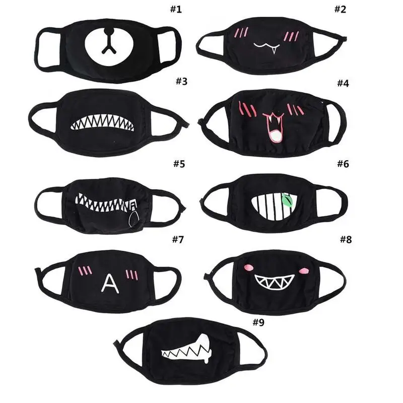 1PC Dustproof Cotton Mouth Face Mask Unisex Korean Style Kpop Bear Black Cycling Anti-Dust Protective Facial Cotton Face Masks