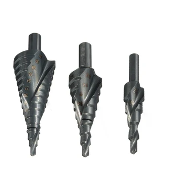 

3pcs/Set Spiral Grooved Step Drill Bits Cone Drill Hole Cutter Bit for Woodworking Metalworking 4-12/4-20/4-32mm