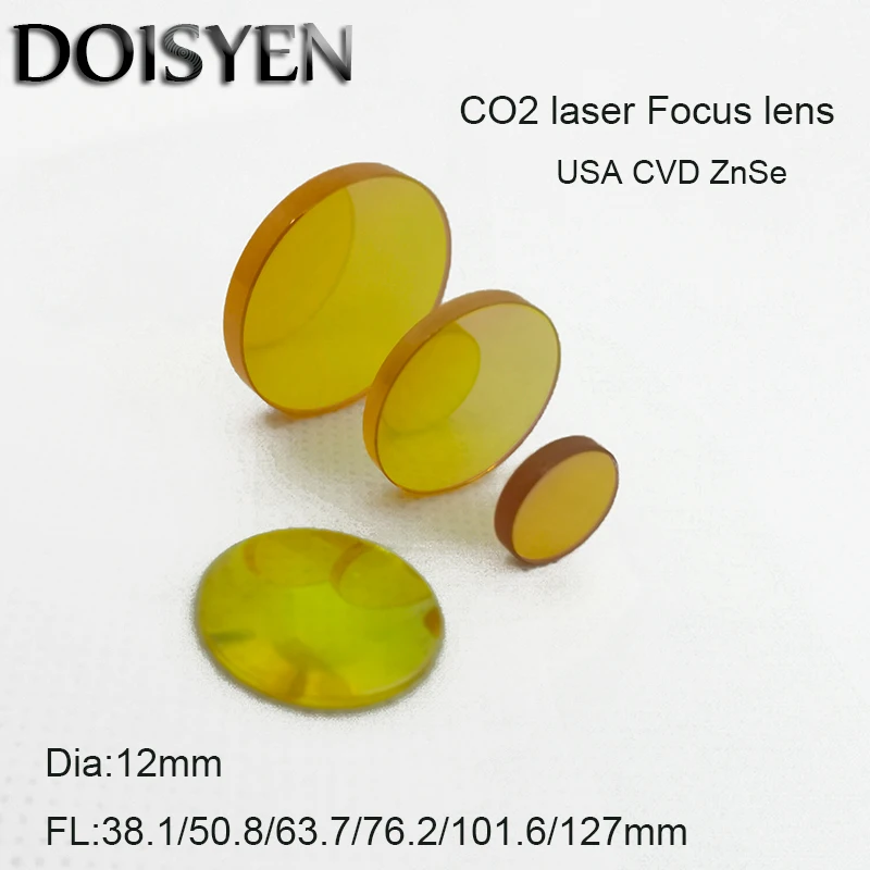 

USA CVD ZnSe Focus Lens Dia.12 mm FL38.1 50.8 63.7 76.2 101.6 127mm Plano-Convex lens For CO2 Laser Engraving Cutting Machine
