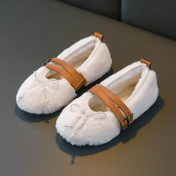 

Fashion Winter Girls Princess Shoes Plush Warm Thicker Kids Shoes Children Flat Sneakers Size21-30