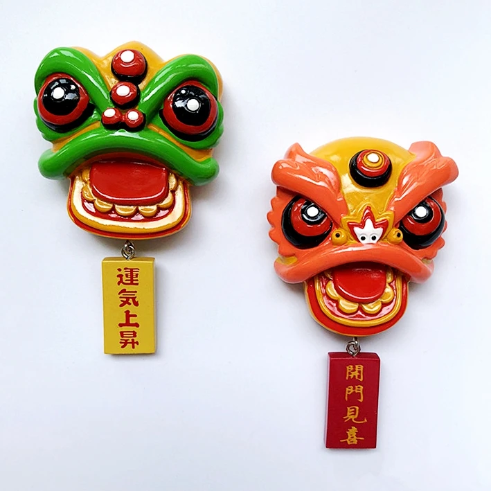 

Hot Sale Hand-made Painted Lion Head 3D Fridge Magnets Tourism Souvenirs Refrigerator Magnetic Stickers Gift