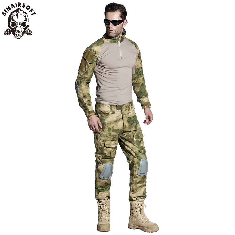 

Tactical Military BDU Uniform With Knee Pads Elbow Pads Army Combat Shirt Pants Airsoft Sniper Camouflage Hunting Clothes ATFG