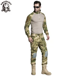 Uniforme táctico militar BDU con rodilleras, coderas, camisa de combate del Ejército, pantalones, francotirador, camuflaje, ropa de caza ATFG