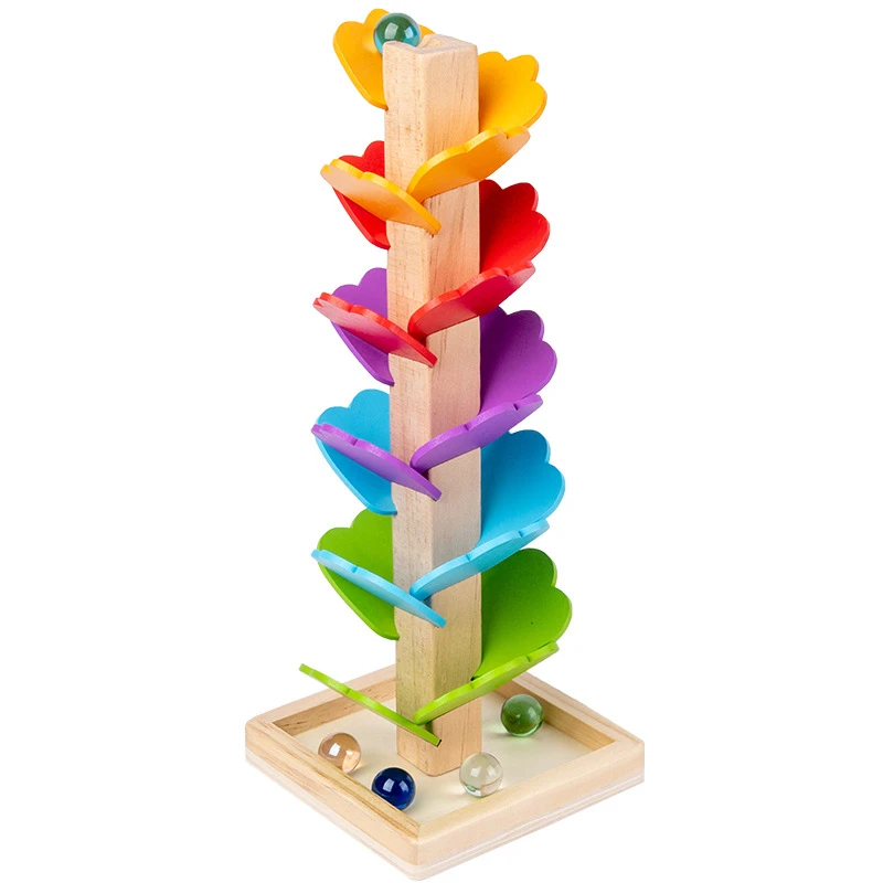 Árbol pequeño con sonido de mármol para bebé, bola interactiva, juego de bloques de Jenga, juguetes educativos para niños, árbol con sonido de madera