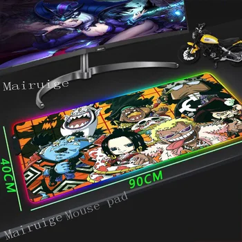 

Mairuige One Piece Anime RGB Game Large Mouse Pad Player-led Computer Keyboard Desk Mat with Backlit Carpet Xxl