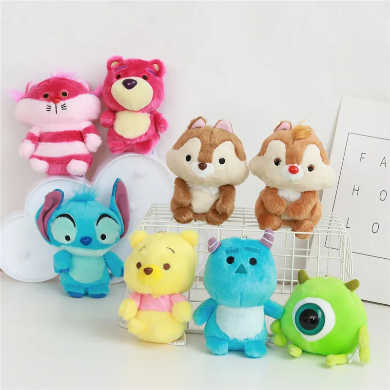 Плюшевая игрушка Lotso Pooh Bear Mr.q chip⟚le Stitch Disney плюшевая Kawaii 10 см анимэ кула подвеска