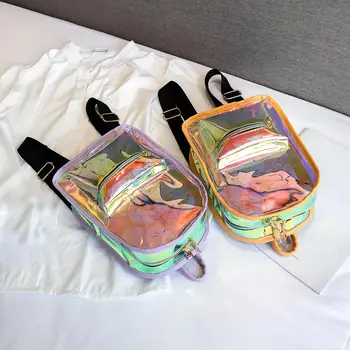 

2020 Pure color reflective spring new Korean version of the tide backpack Korean version of the transparent laser PVC backpack