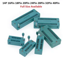 Soquete com zíper em 2 peças, dip 14pin/16pin/18pin/20pin/24pin/28pin/32pin/40pin teste soquetes universais, 16p 18p 20p 24p 28p 32p 40p ic soquete