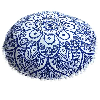 

nthic Print Pillowcase Indian Mandala Home Floor Cushion Cover Round Bohemian Household Decoration Huge Case Pillow Cases
