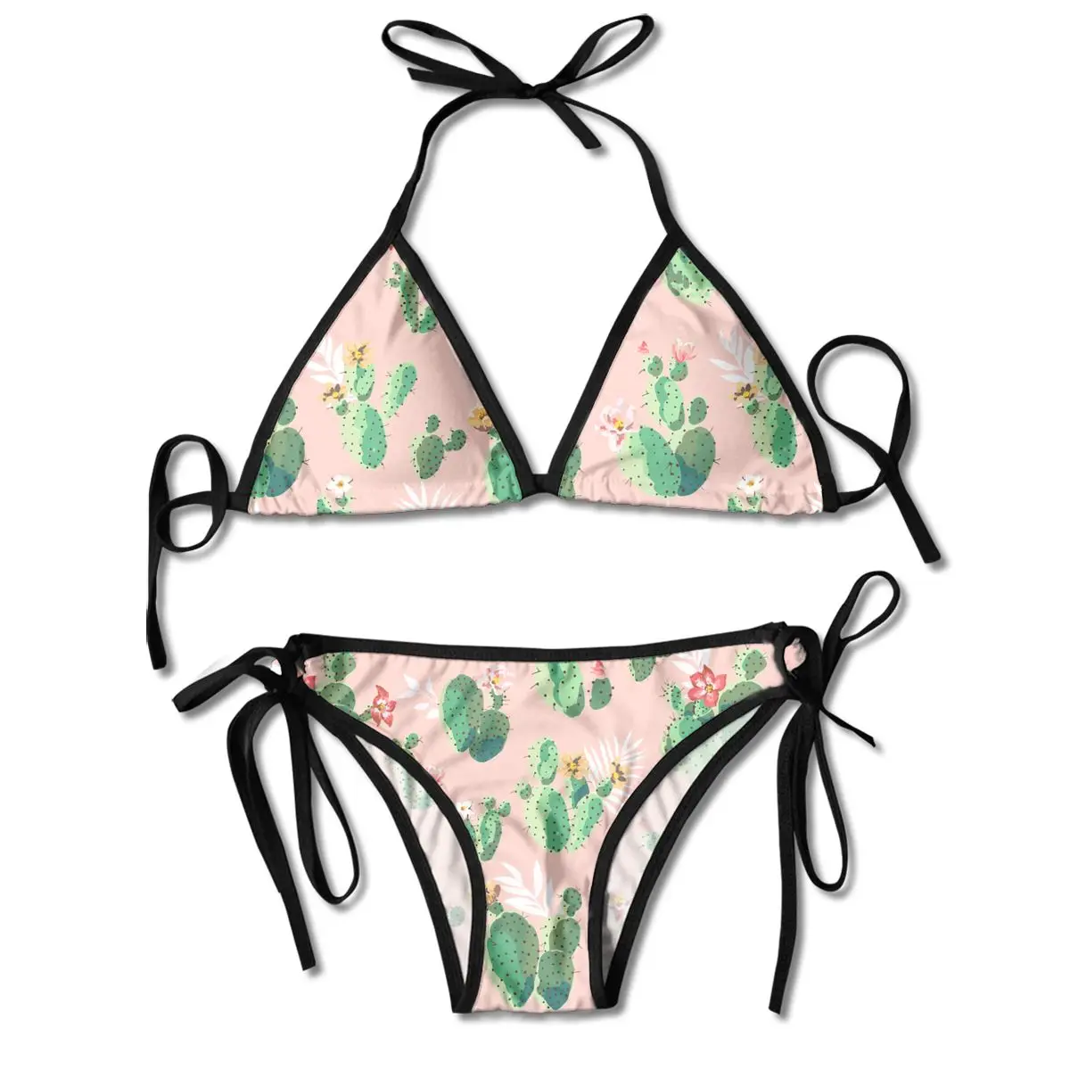 Conjunto de Bikini ahuecado para mujer, bañador Sexy de Cactus de