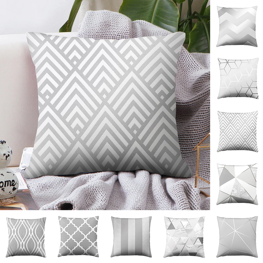 45x45 см серый полосатый геометрический чехол для подушки персиковая кожа наволочка Cojines Decorativos Para диван домашняя спальня, диван, Декор