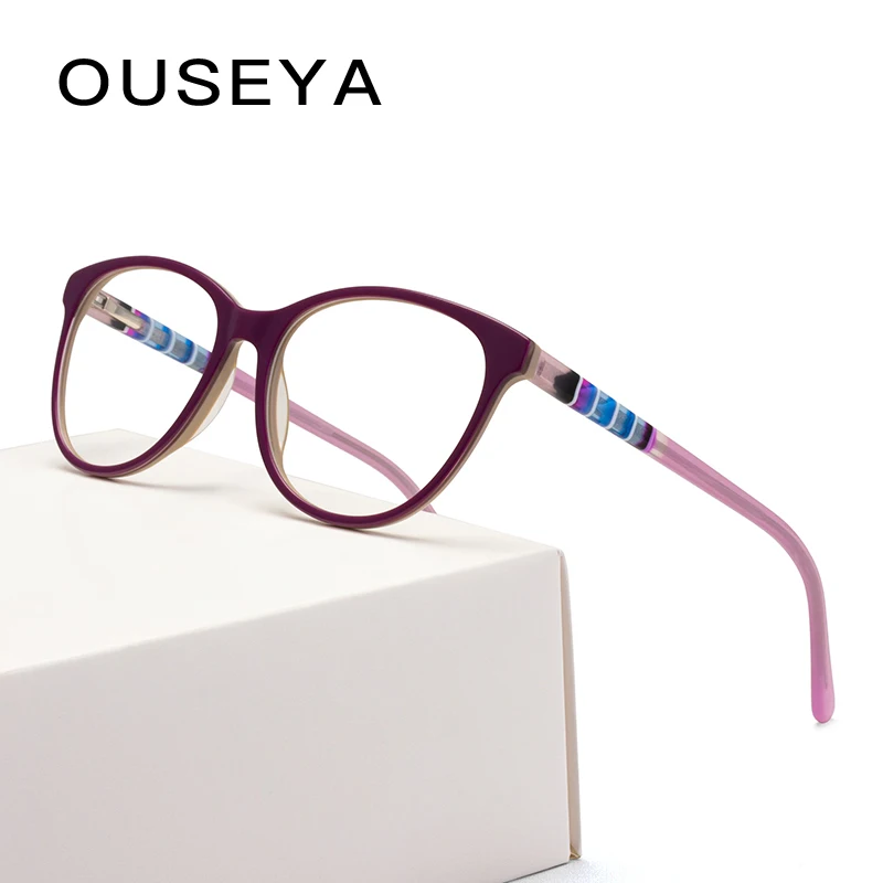 

Eyeglasses Frame Woman Retro Clear Vintage Transparent Acetate Prescription Myopia Glasses Optical Frames #F1709