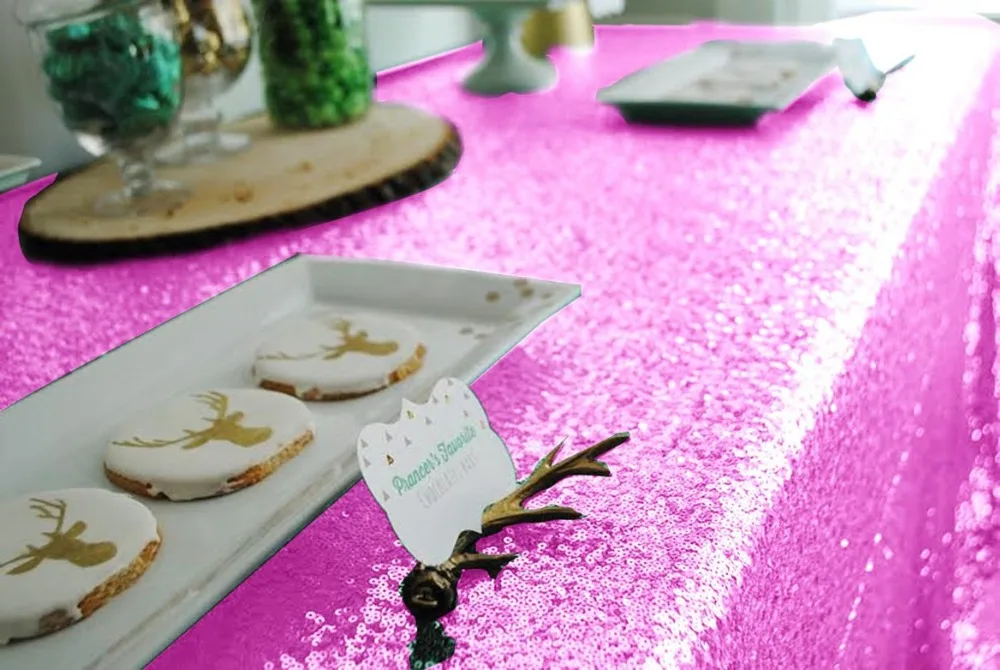 Sequin Tablecloth Rectangle Lavender 72x108-Inch Sequence Tablecloth Dessert Table Tablecloth for Wedding/Birthday/Party Decor