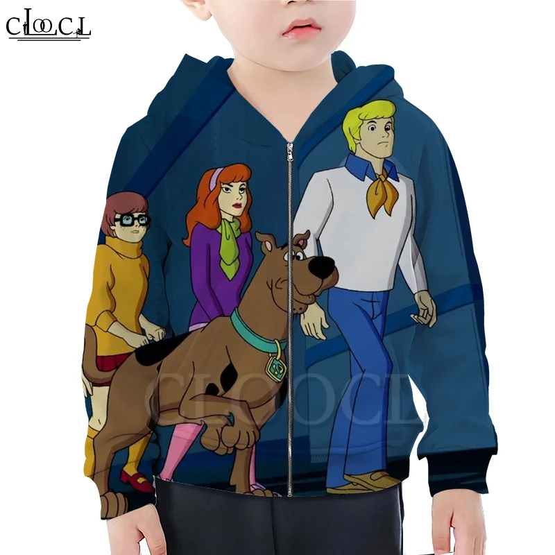CLOOCL мультфильм аниме Scooby Doo симпатичная толстовка на молнии для мальчиков и