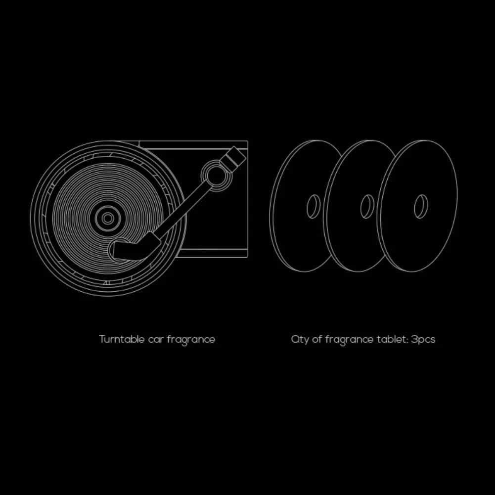 Автомобильный освежитель воздуха, проигрыватель, фонограф, автомобильный ароматизатор, ароматический парфюм, диффузор с 3 шт., сменные ароматерапевтические таблетки
