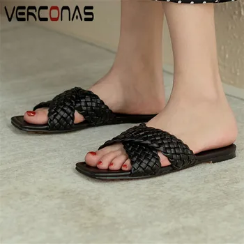 

VERCONAS Women Slippers Platforms Flats Thick Heel Concise Casual Shoes Square Toe Thick Heels Sandals Summer Shoes Woman