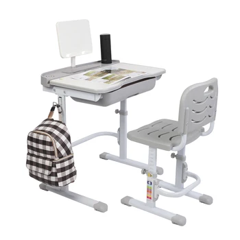 

Kid Study Table 70CM Lifting Table Can Tilt Children Learning Table And Chair Gray (With Reading Stand Without Table Lamp)