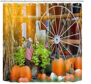 

Pumpkin Straw Thanksgiving Bathroom Curtain Home Decorative