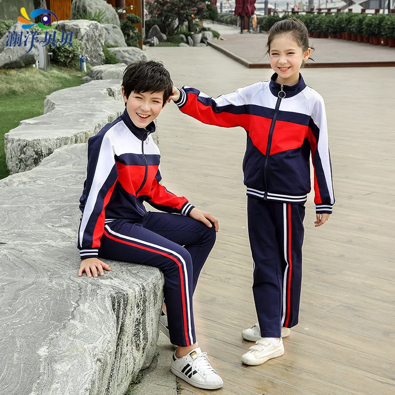 

Young STUDENT'S Kindergarten Wave Set Spring And Autumn Kindergarten Suit College School Uniform Zip-up Shirt Business Attire B