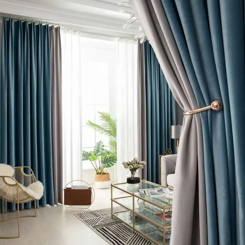 

European Seamless Splicing Blackout Curtains for Living Room Study and Bedroom Curtains Flannel Curtains Velvet Curtains